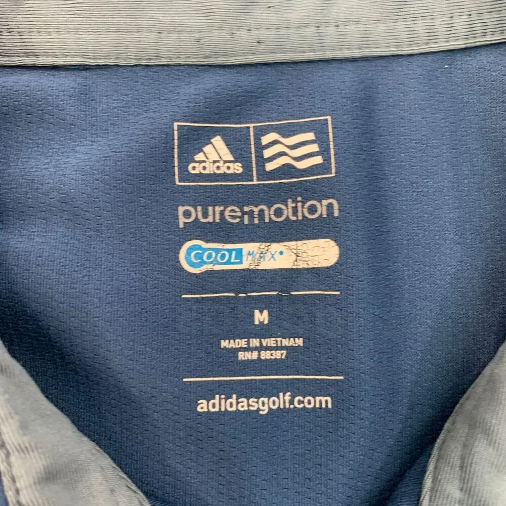 Adidas Golf Shirt Mens M Medium Cadet Blue PureMotion Cool Max Apex Baseball